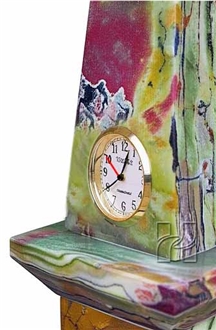 Handcrafted 12 Inch Green Onyx Obelisk Clock