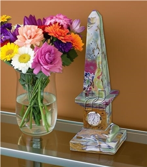 Handcrafted 12 Inch Green Onyx Obelisk Clock