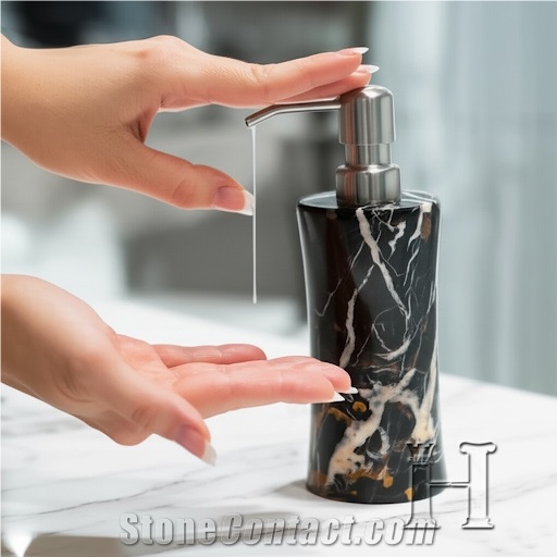 Luxury Black And Gold Marble Liquid Soap Dispenser