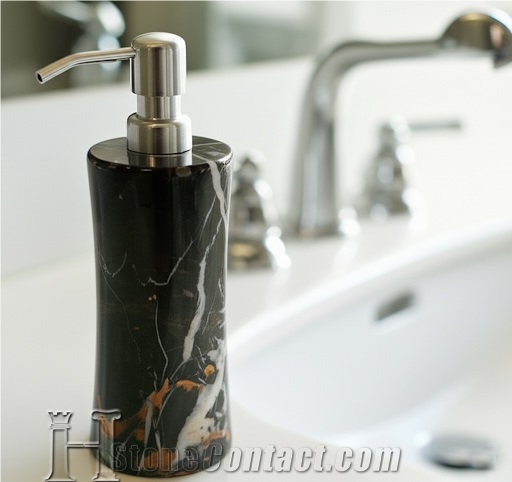 Luxury Black And Gold Marble Liquid Soap Dispenser