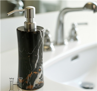 Luxury Black And Gold Marble Liquid Soap Dispenser