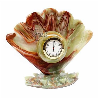 Sea Shell Carved Green Onyx Clock
