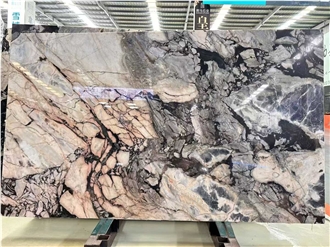 Pink And Grey Multicolored Marble Slabs