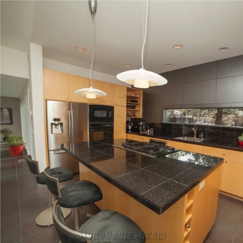 Black Galaxy Polished Granite Slabs