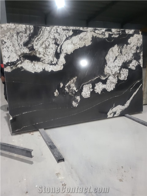 Indian Bianco Black Granite Slabs