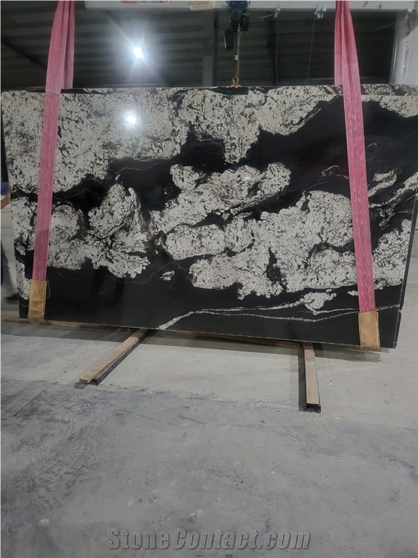 Indian Bianco Black Granite Slabs