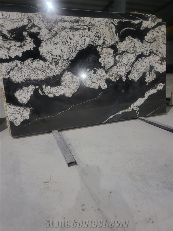 Indian Bianco Black Granite Slabs