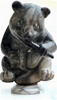 Marble Carved Panda Statue Handicraft