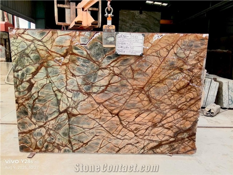 Rainforest Brown Marble Polished Slabs