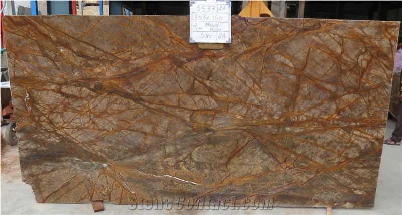 Rainforest Brown Marble Polished Slabs