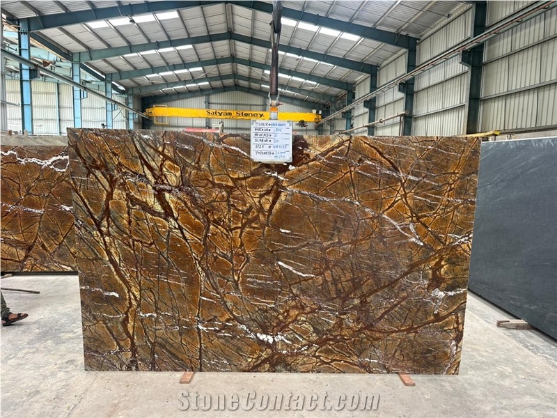 Rainforest Brown Marble Polished Slabs