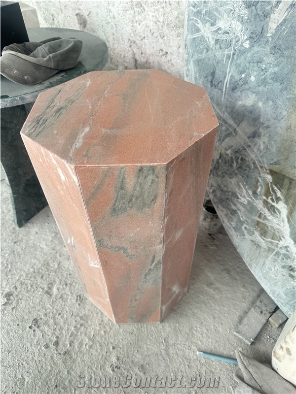Udaipur Pink Marble Pedestal Column Stands