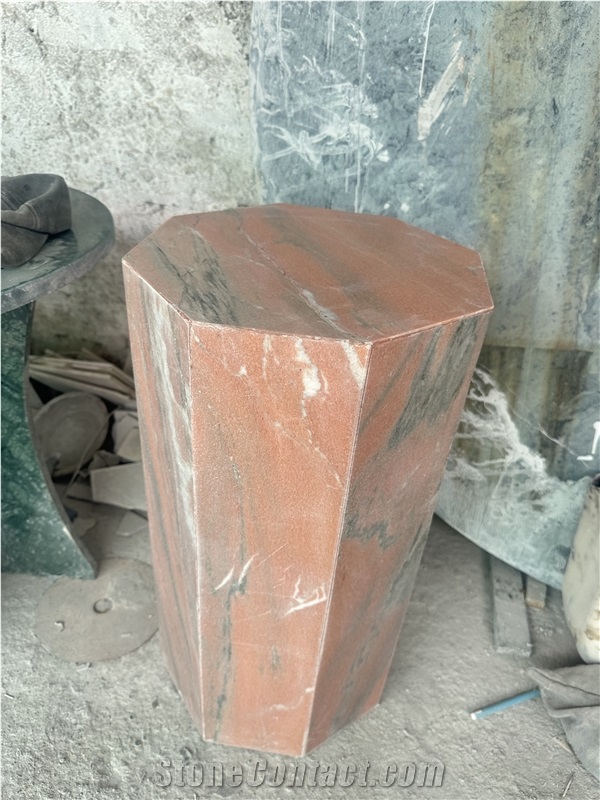 Udaipur Pink Marble Pedestal Column Stands