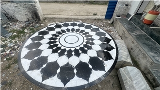 Waterjet Cut Marble Inlay Round Floor Medallion