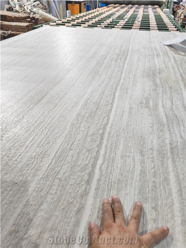 Chinese White Wood Marble Brushed Slab, Wall & Floor Tiles