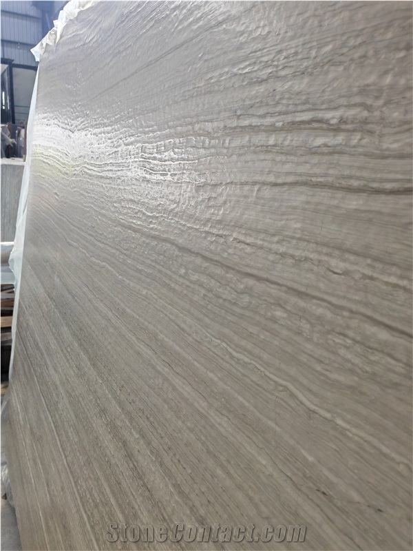 Chinese White Wood Marble Brushed Slab, Wall & Floor Tiles