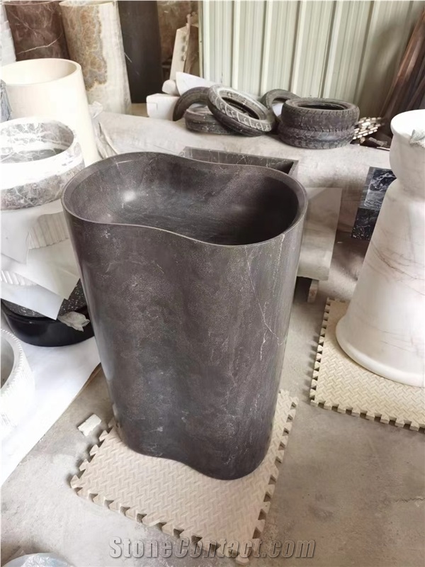 Bianco Carrara Marble Pedestal Round Wash Basins