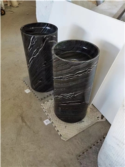 Bianco Carrara Marble Pedestal Round Wash Basins