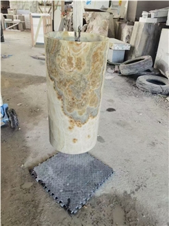 Kenya Black Marble Carved Pedestal Round Sinks