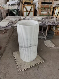 Kenya Black Marble Carved Pedestal Round Sinks
