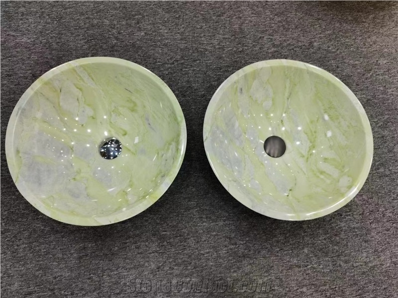Round Green Onyx Wash Basins For Bathrooms
