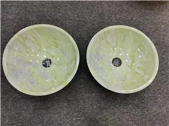 Round Green Onyx Wash Basins For Bathrooms