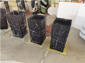 Solid Stone Red Persian Travertine Pedestal Sinks For Bath