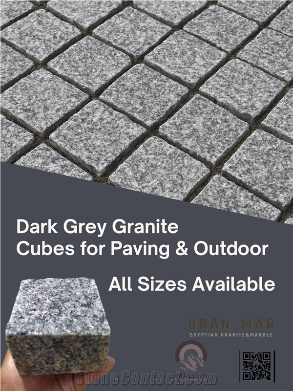 Dark Grey Granite Cubes Cobblestones