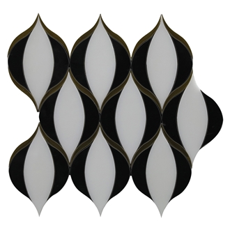 White Marble Waterjet Cut Inlayed Pattern Mosaic Tiles