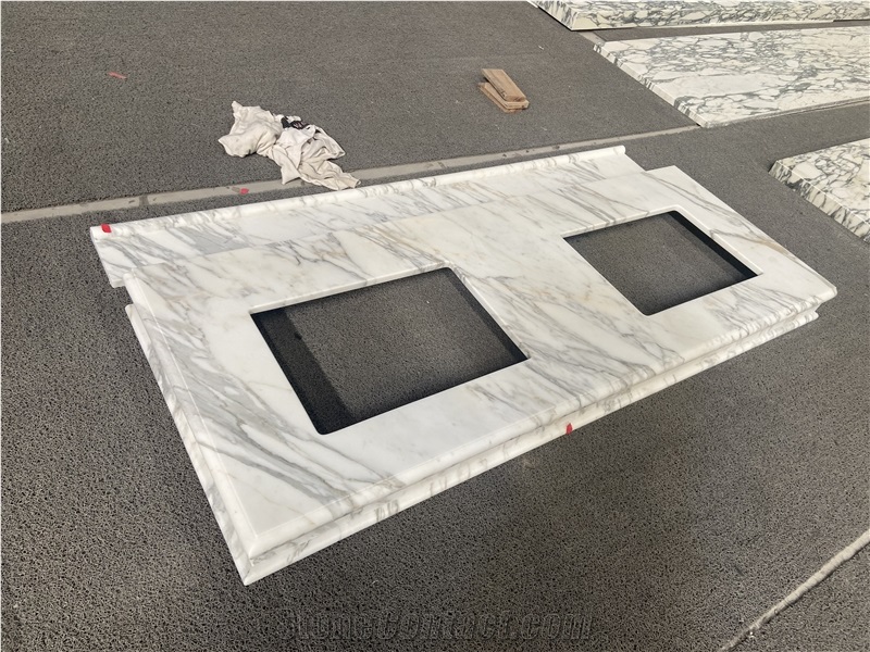 Arabescato Venato Marble Matte Finish Prefab Vanity Tops