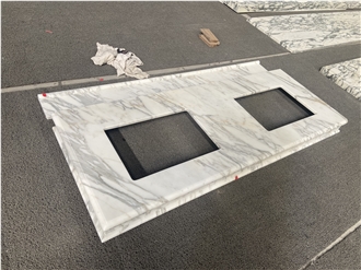 Arabescato Venato Marble Matte Finish Prefab Vanity Tops