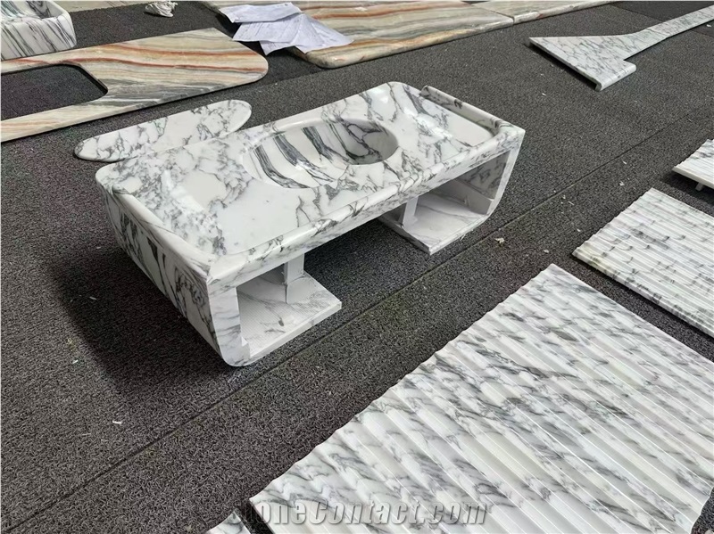 Arabescato White Marble Unit Bath Top With Sink