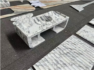 Arabescato White Marble Unit Bath Top With Sink