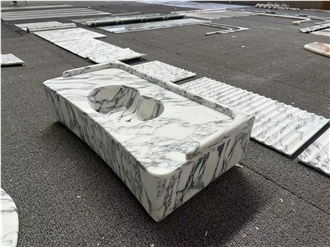 Arabescato White Marble Unit Bath Top With Sink