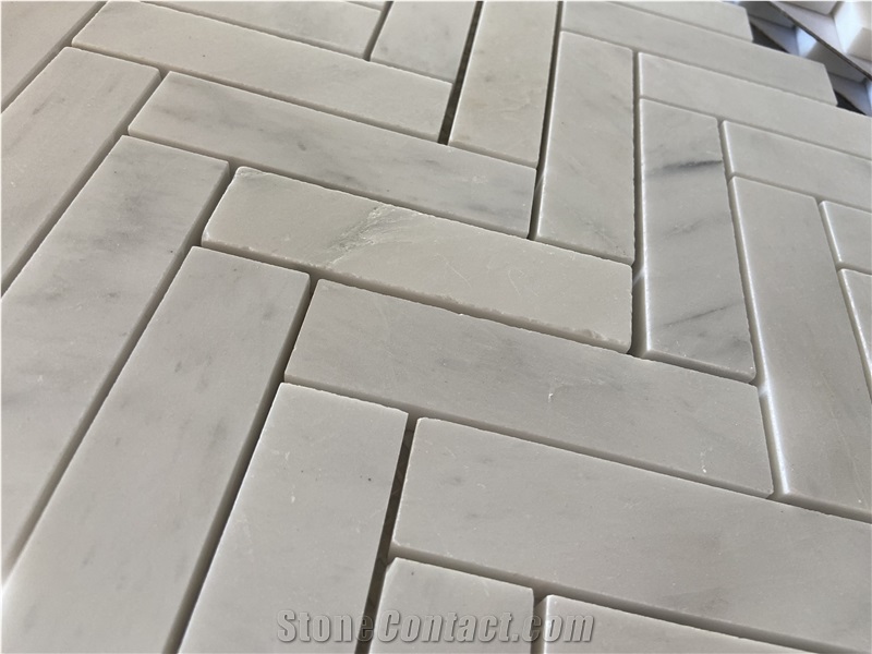 Carrara White Marble Mosaic  Mosaic Tiles Kitchen Backplash