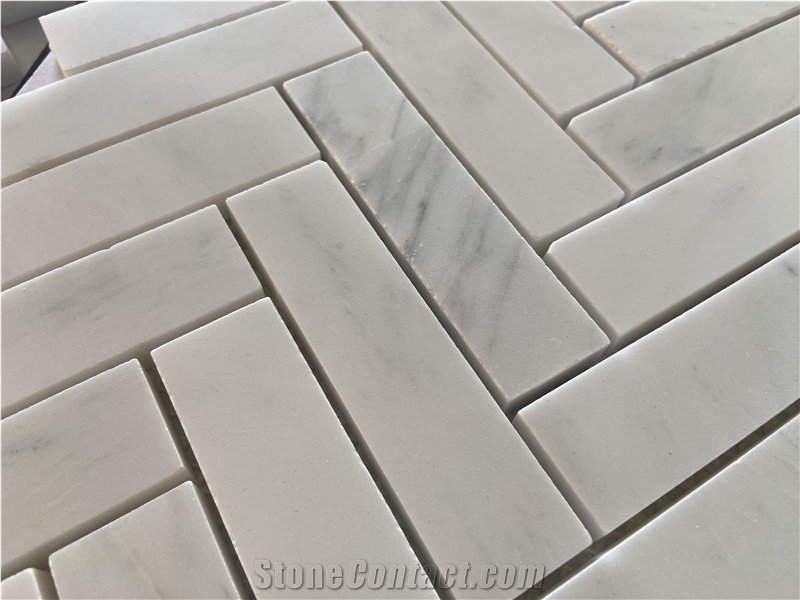 Carrara White Marble Mosaic  Mosaic Tiles Kitchen Backplash
