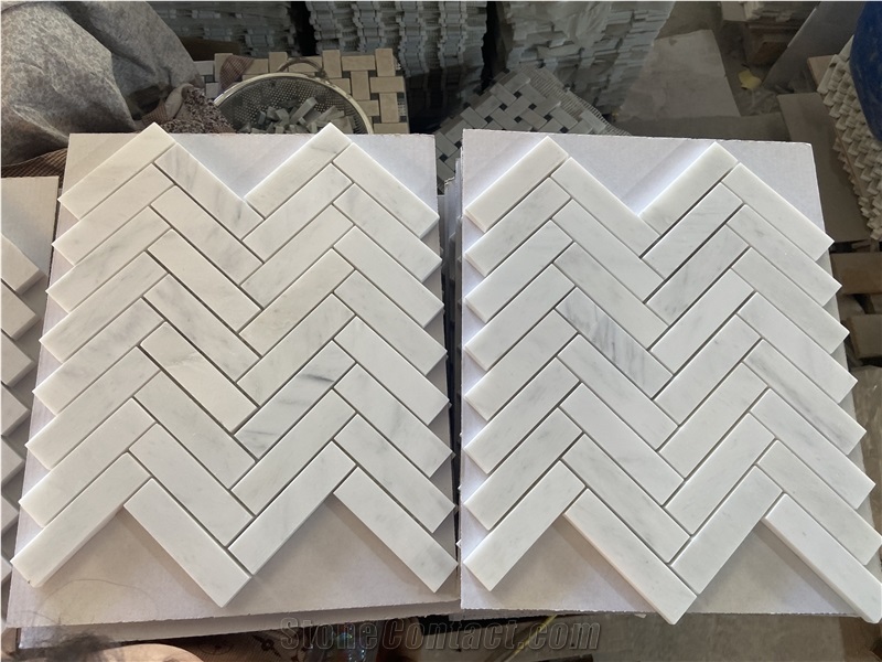 Carrara White Marble Mosaic  Mosaic Tiles Kitchen Backplash