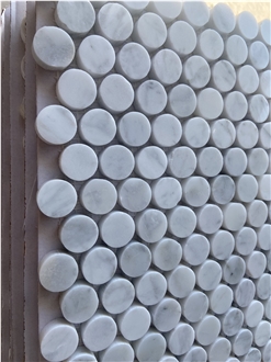 Carrara White Marble Round Chips Mosaic Tiles