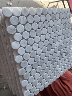 Carrara White Marble Round Chips Mosaic Tiles