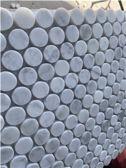Carrara White Marble Round Chips Mosaic Tiles
