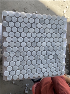 Carrara White Marble Round Chips Mosaic Tiles