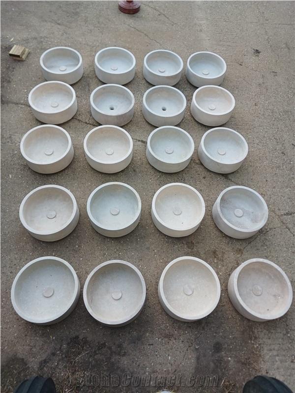 Travertine Round Wash Basins