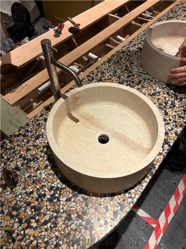 Travertine Round Wash Basins