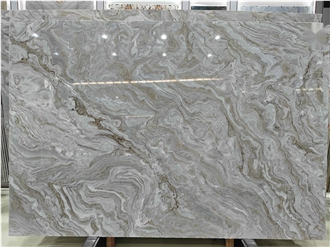 Luxury Andes Snow Wave Veins White Marble Slab- Avalanche Marble