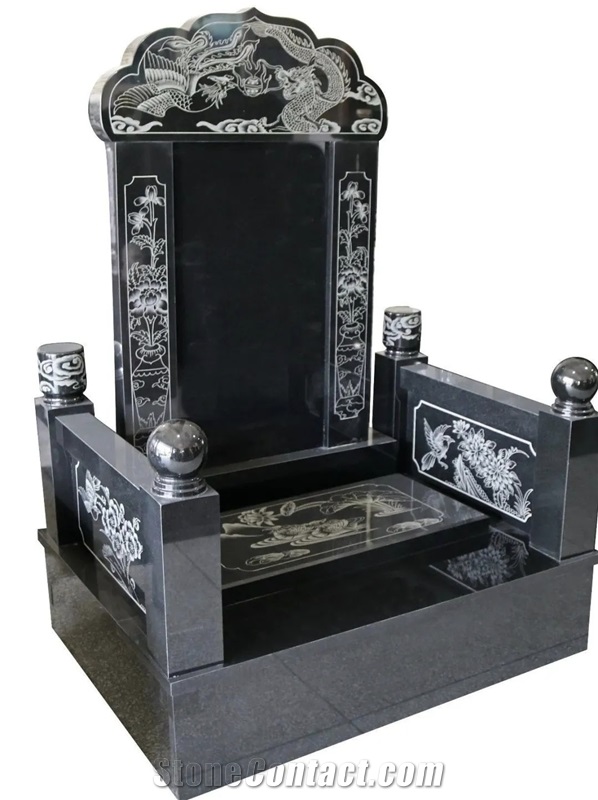 Absolute Black Granite Japanese Monument