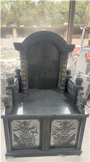 Customized Black Granite Asian, Japanese Style Tombstones
