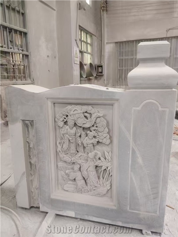 Grey And Black Granite Engraved Asian Gravestones