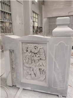 Grey And Black Granite Engraved Asian Gravestones