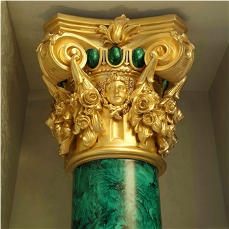 Natural Malachite Green Stone Column
