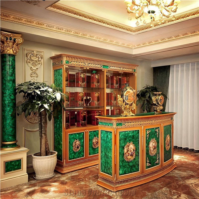 Natural Malachite Green Stone Column